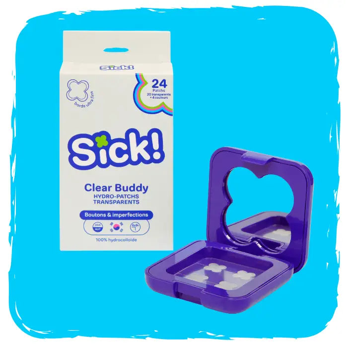 kit de 24 patchs anti boutons invisibles Sick patch + boite nomade avec miroir intégré