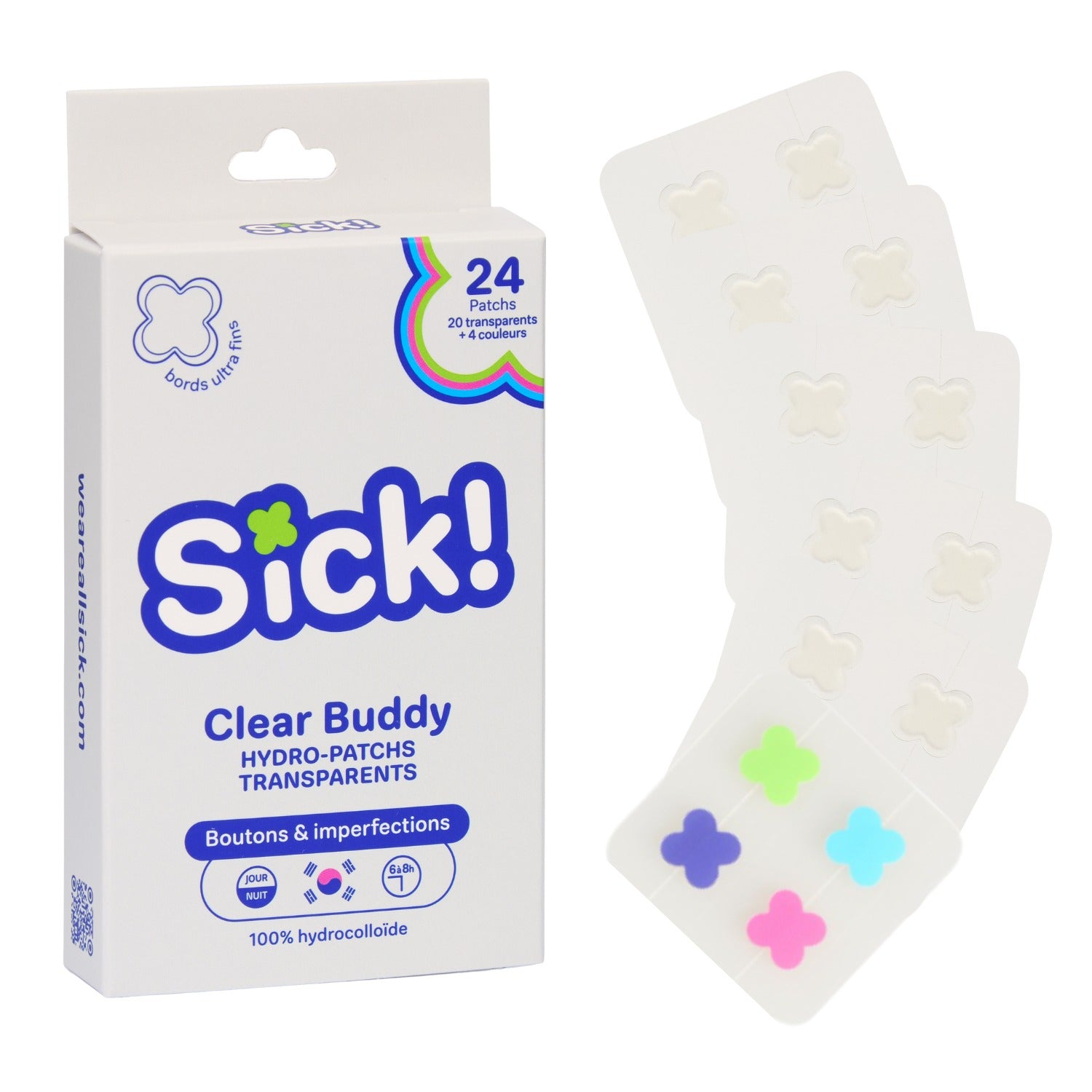 24 Patchs anti boutons transparents Clear buddy Sick! 