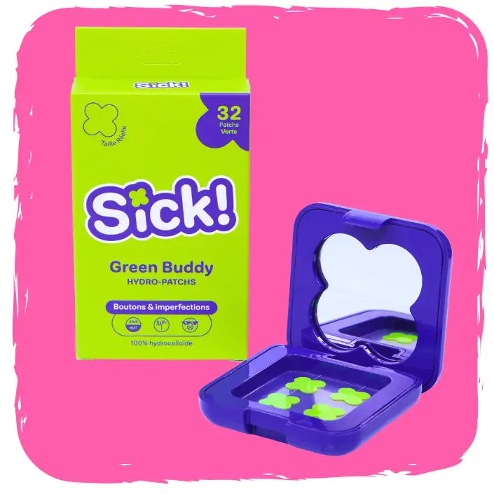 kit de 32 patchs anti boutons colorés Sick patch + boite nomade avec miroir intégré