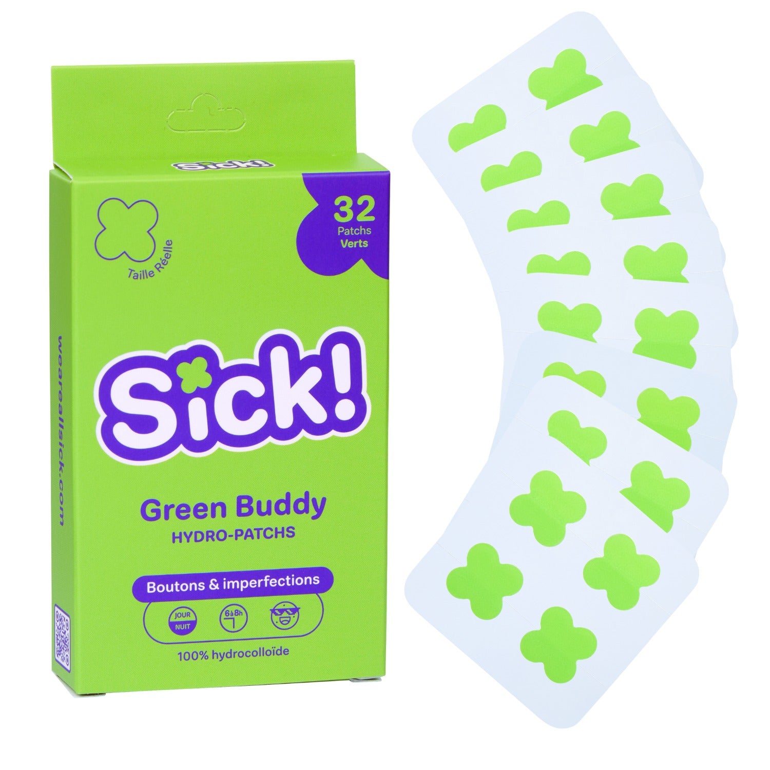 32 Patchs anti boutons et imperfections Sick! Green Buddy