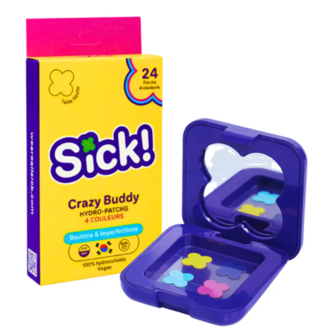 Kit patchs anti boutons colorés Sick patch + boite nomade avec miroir intégré