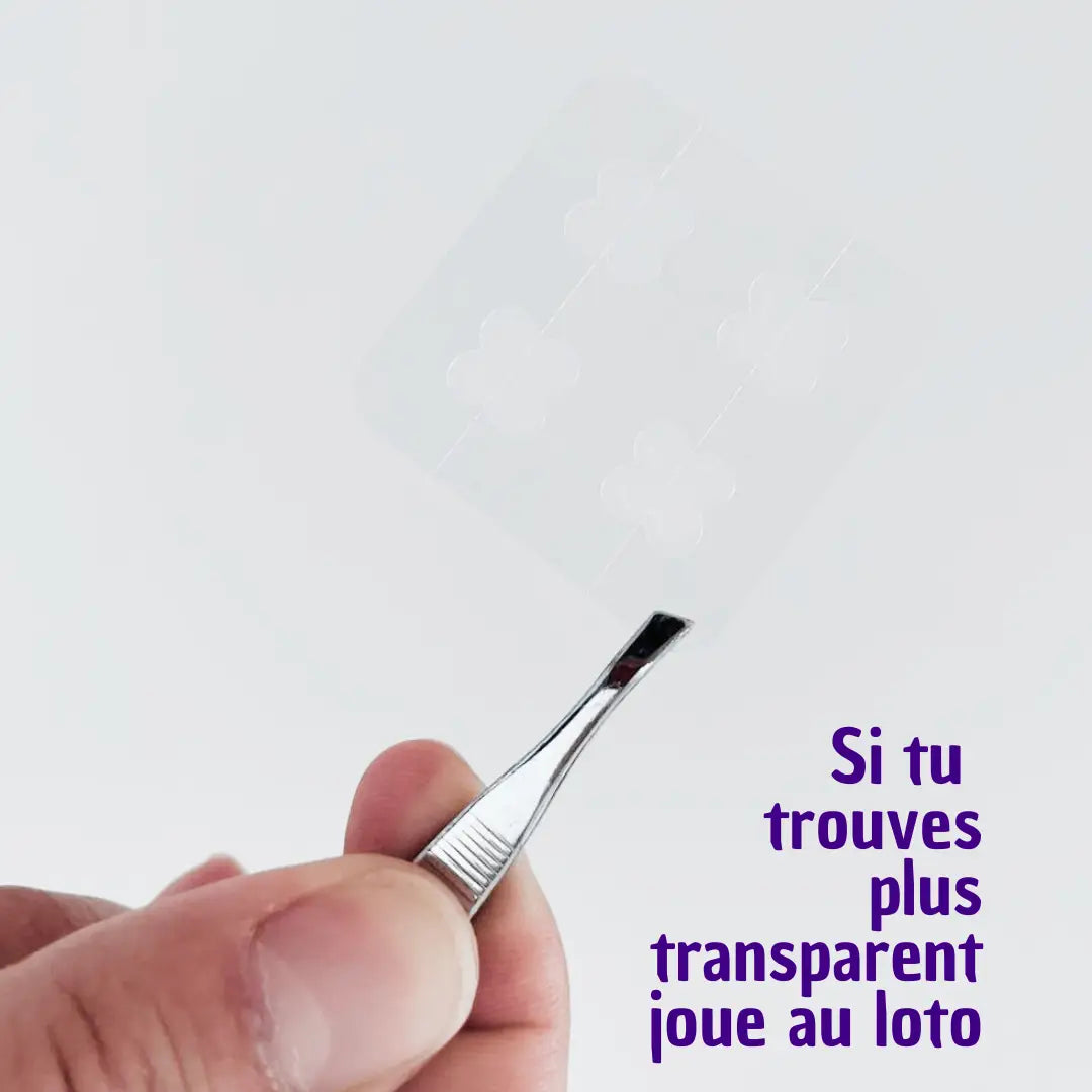 Le patch anti bouton transparent Clear Sick! (quasiment) invisible sur ta peau. 